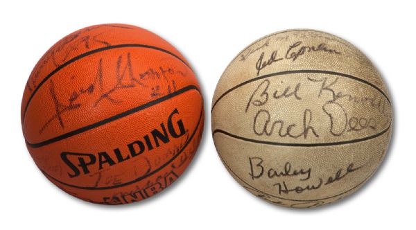PAIR OF 1959-60 AND 1985-86 DETROIT PISTONS TEAM SIGNED BASKETBALLS (TENNEN COLLECTION)