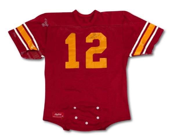 1978-79 CHARLES WHITE AUTOGRAPHED (HEISMAN TROPHY WINNER) USC TROJANS GAME WORN JERSEY WITH AWESOME WEAR! (NSM COLLECTION)