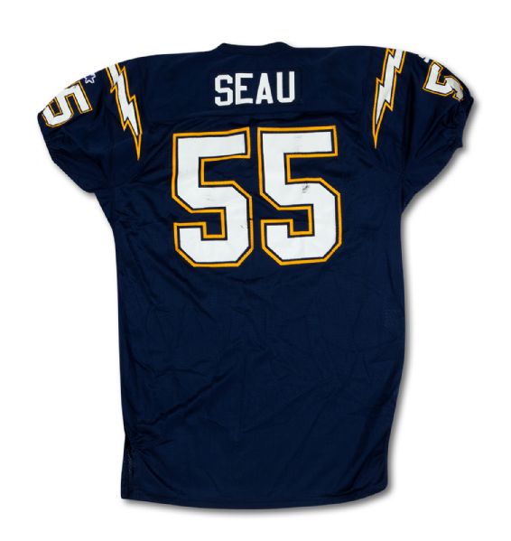 1994 JUNIOR SEAU SAN DIEGO CHARGERS GAME WORN JERSEY - GREAT WEAR! (NSM COLLECTION)