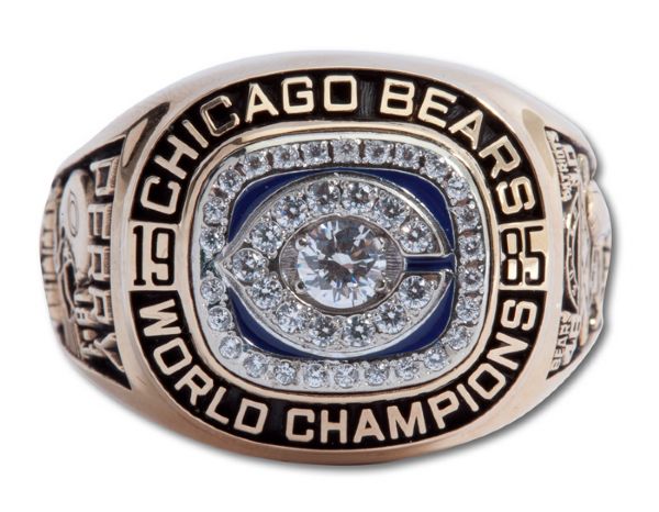 1985 WILLIAM "THE REFRIGERATOR" PERRY CHICAGO BEARS 10K GOLD SALESMAN SAMPLE OVERSIZED RING WITH GORGEOUS WOODEN BOX