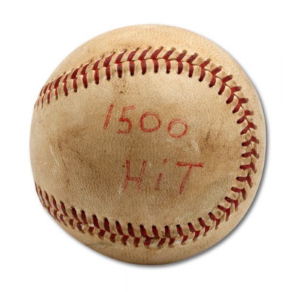 BILL "MOOSE" SKOWRONS 1500 CAREER HIT NOTATED BASEBALL FROM JULY 7, 1966 GAME @ WASHINGTON - MISMARKED "7/9/66" (SKOWRON FAMILY LOA)