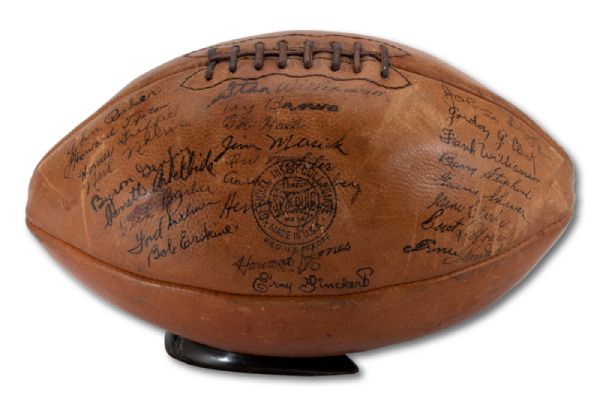 1931 USC TROJANS (NATIONAL CHAMPIONS/ROSE BOWL CHAMPIONS) TEAM SIGNED FOOTBALL (NSM COLLECTION)