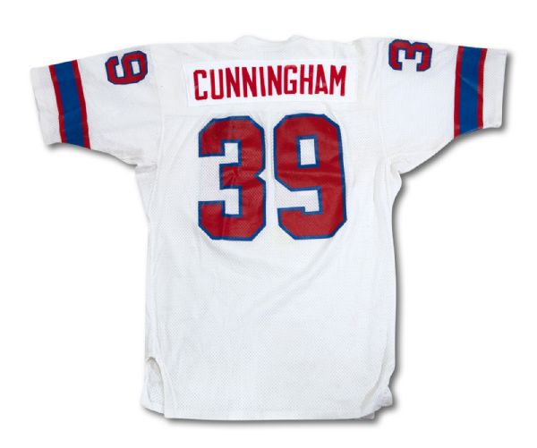 C.1975 SAM CUNNINGHAM AUTOGRAPHED NEW ENGLAND PATRIOTS GAME WORN JERSEY (NSM COLLECTION)