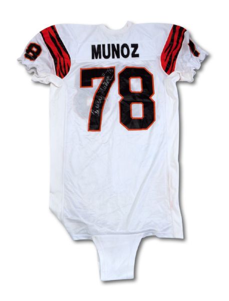 EARLY 1980S ANTHONY MUNOZ AUTOGRAPHED CINCINNATI BENGALS GAME WORN JERSEY (NSM COLLECTION)
