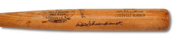 1950S RED SCHOENDIENST AUTOGRAPHED H&B PROFESSIONAL MODEL GAME USED BAT (BILL RIDDELL COLLECTION)