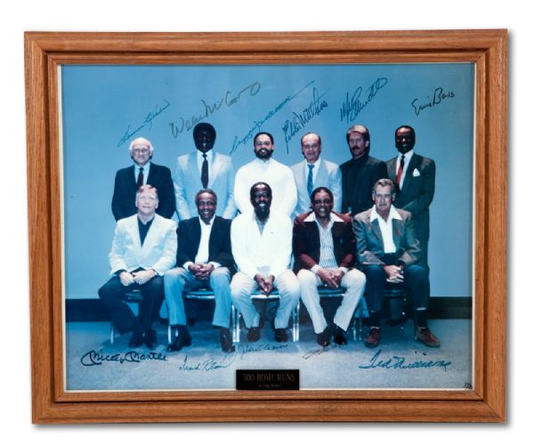 500 HOME RUN CLUB AUTOGRAPHED 16" BY 20" PHOTOGRAPH SIGNED BY 11 MEMBERS (BILL RIDDELL COLLECTION)