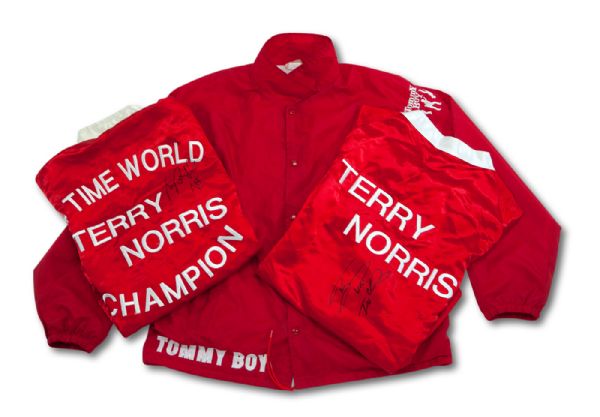 LOT OF (3) DIFFERENT TERRY NORRIS AUTOGRAPHED "TERRIBLE TERRY NORRIS" FIGHT WORN  CORNERMEN JACKETS (NORRIS LOA)