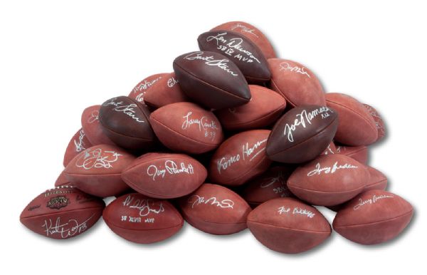 INCREDIBLE COLLECTION OF (43) DIFFERENT "SUPER BOWL MVP" AUTOGRAPHED WILSON OFFICIAL GAME FOOTBALLS (ZWEIGLE COLLECTION)