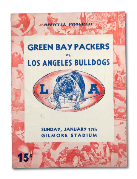 JANUARY 17TH, 1937 GREEN BAY PACKERS VS. LOS ANGELES BULLDOGS GILMORE STADIUM GAME PROGRAM 
