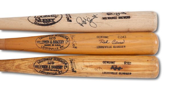 ROD CAREW, ROBIN YOUNT, AND DON BAYLOR GAME USED BAT LOT OF 3