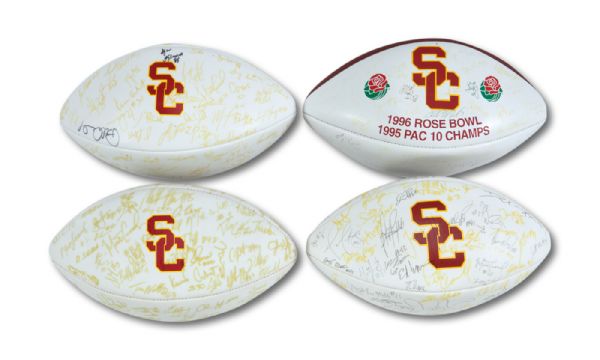 LOT OF (4) USC TROJANS TEAM SIGNED FOOTBALLS - 1995, 2002, 2003 AND 2004 (NSM COLLECTION)