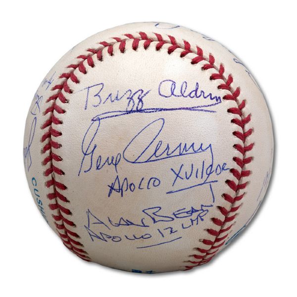 APOLLO ASTRONAUT BASEBALL SIGNED BY 10 - ALL OF WHOM WALKED ON THE MOON