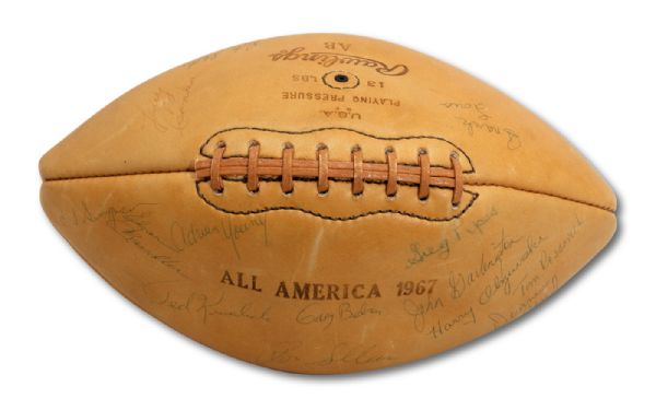 1967 COLLEGE ALL-AMERICA TEAM SIGNED FOOTBALL INCLUDING SIMPSON, CSONKA, BEBAN & YARY
