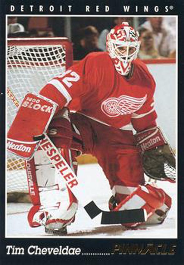 Tim Cheveldae Detroit Red Wings Hand Signed 1991-92 UD Hockey Card 129 NM-MT