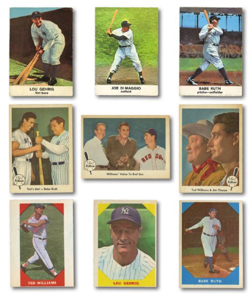 1959 FLEER TED WILLIAMS (78/80), 1960 FLEER HALL OF FAME (78/79), AND 1961 GOLDEN PRESS HALL OF FAME (32/33) PARTIAL SETS