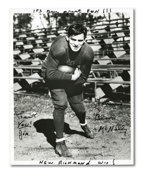 JOHNNY "BLOOD" MCNALLY SIGNED 8 BY 10 BLACK & WHITE PHOTO