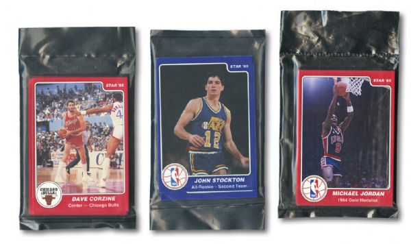 1984-85 STAR COMPANY BASKETBALL SET LOT OF 3 - CHICAGO BULLS (#1-12), MICHAEL JORDAN GOLD MEDALIST (#1-10), AND ALL-ROOKIE TEAM (#1-9)