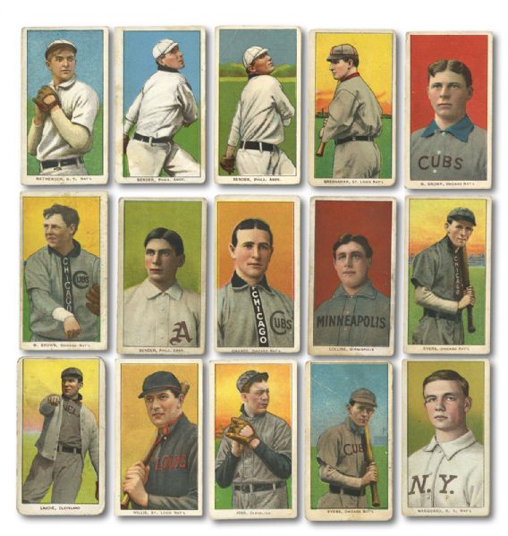 1909-11 T206 BASEBALL LOT OF 192 DIFFERENT INC. MATHEWSON AND 16 OTHER HALL OF FAMERS