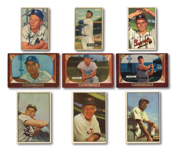 1951-1955 BOWMAN BASEBALL LOT OF 182 WITH SOME HALL OF FAMERS 