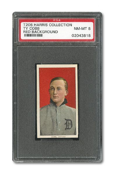1909-11 T206 TY COBB (PORTRAIT, RED BACKGROUND) NM-MT PSA 8 (THE HARRIS COLLECTION)