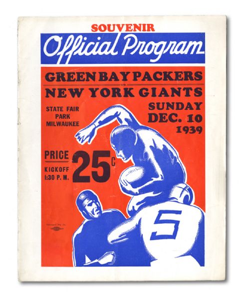 1939 NFL CHAMPIONSHIP GAME PROGRAM (NEW YORK GIANTS VS GREEN BAY PACKERS)