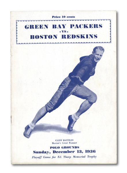 1936 NFL CHAMPIONSHIP GAME PROGRAM (GREEN BAY PACKERS VS BOSTON REDSKINS)