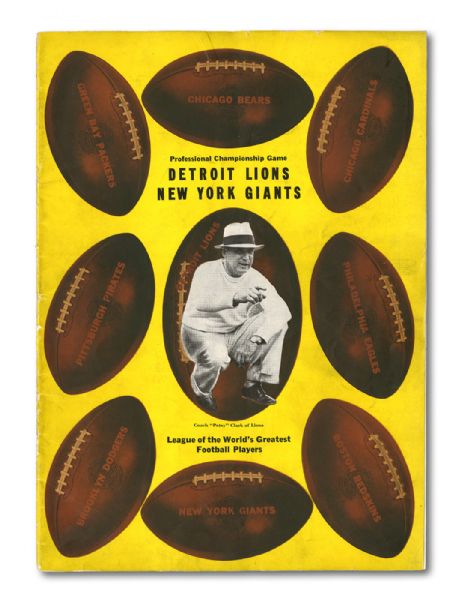 1935 NFL CHAMPIONSHIP GAME PROGRAM (DETROIT LIONS VS NEW YORK GIANTS)