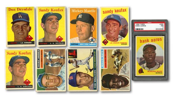 1955-1963 MAINLY TOPPS BASEBALL LOT OF 275 WITH HALL OF FAMERS AND STARS