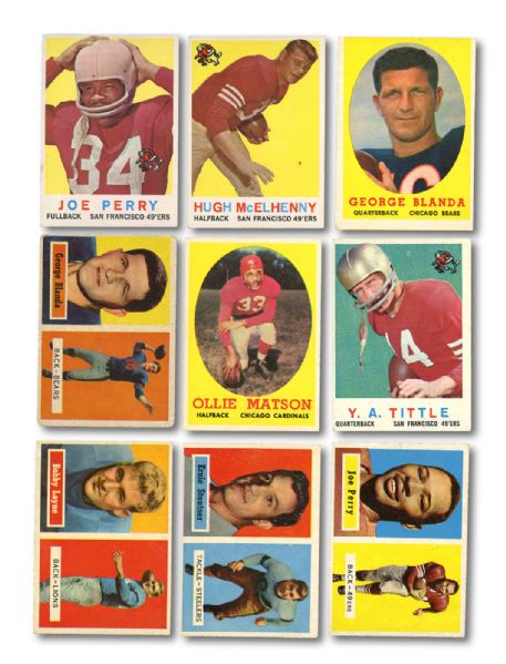 1955 THRU 1969 TOPPS FOOTBALL LOT OF OVER 345 (ALMOST 300 DIFFERENT) WITH HALL OF FAMERS AND STARS