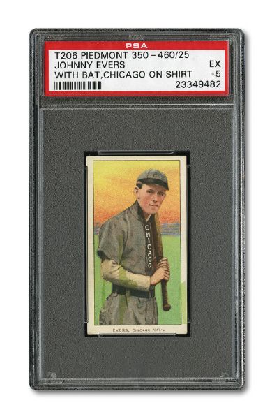 1909-11 T206 JOHNNY EVERS (WITH BAT, CHICAGO ON SHIRT) EX PSA 5