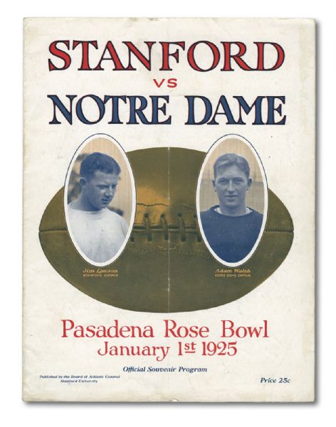 1925 ROSE BOWL PAIR OF PROGRAMS (STANFORD VS NOTRE DAME) (ERNIE NEVERS VS THE FOUR HORSEMEN)