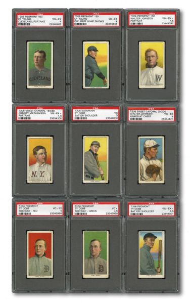 1909-11 T206 BASEBALL NEAR SET (518/523) WITH ALL HALL OF FAMERS AND ALMOST 200 OTHER CARDS  PSA GRADED (OVER 50% OF THE SET)