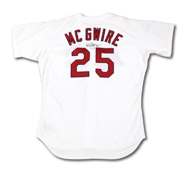 1998 MARK MCGWIRE AUTOGRAPHED ST. LOUIS CARDINALS GAME WORN HOME JERSEY FROM RECORD-BREAKING 70 HR SEASON! (GWYNN FAMILY LOA)