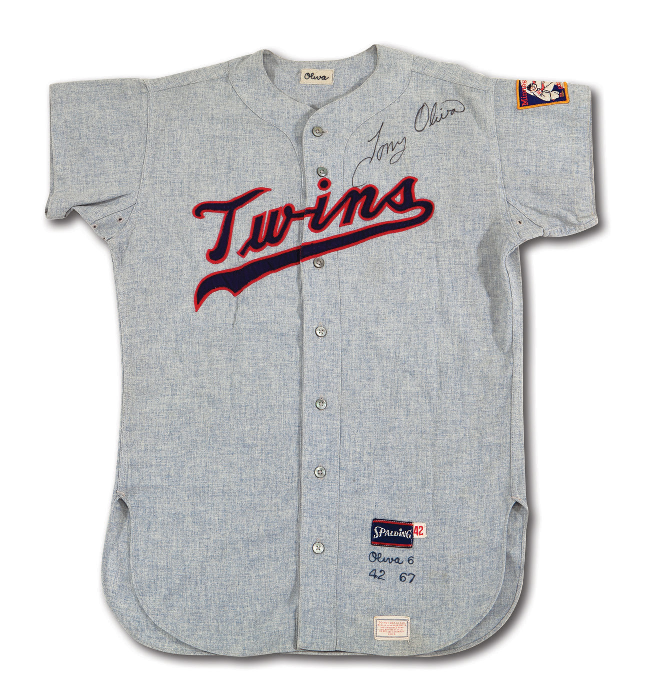 Lot Detail - 1967 TONY OLIVA AUTOGRAPHED MINNESOTA TWINS GAME WORN ROAD  JERSEY (DELBERT MICKEL COLLECTION)