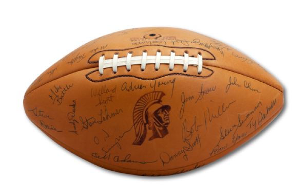 1967 USC TROJANS (NATIONAL CHAMPIONS) TEAM SIGNED FOOTBALL INCL. O.J. SIMPSON (NSM COLLECTION)