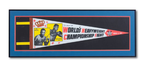 MUHAMMAD ALI AND JOE FRAZIER SIGNED MARCH 8, 1971 WORLDS HEAVYWEIGHT CHAMPIONSHIP FIGHT PENNANT