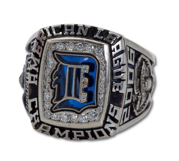2006 DETROIT TIGERS AMERICAN LEAGUE CHAMPIONSHIP 10K GOLD STAFF RING WITH PRESENTATION BOX