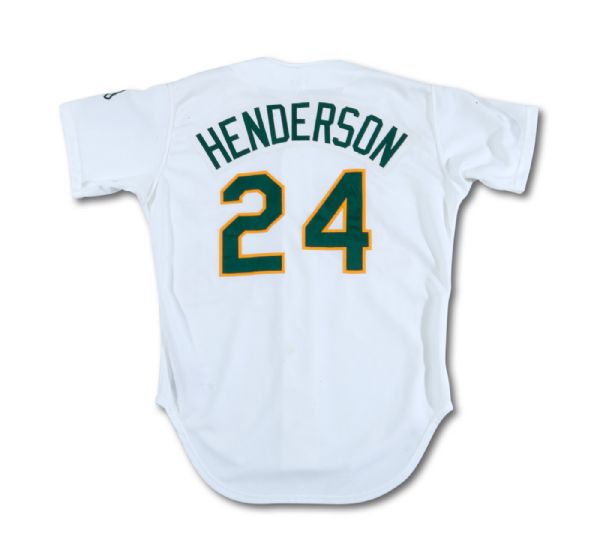 1991 RICKEY HENDERSON OAKLAND AS GAME WORN HOME JERSEY FROM SEASON IN WHICH HE BROKE ALL-TIME STOLEN BASE RECORD