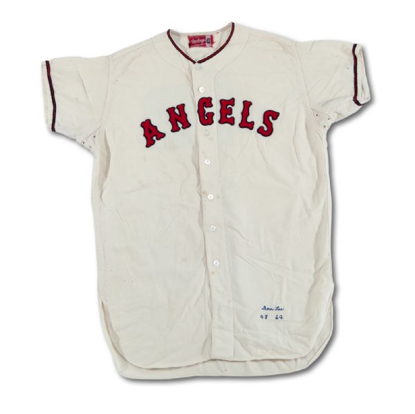 DON LEE 1964 LOS ANGELES ANGELS GAME WORN HOME FLANNEL JERSEY