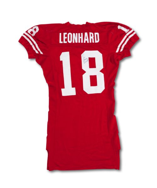 2004 JIM LEONHARD AUTOGRAPHED UNIVERSITY OF WISCONSIN BADGERS GAME WORN JERSEY (NSM COLLECTION)