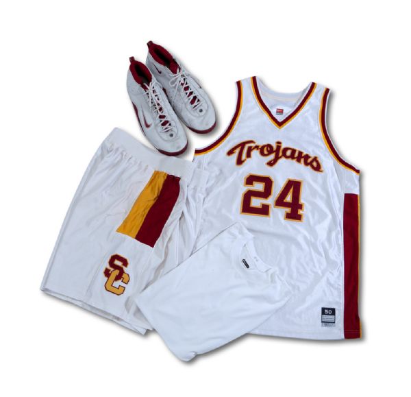 1999-2000 BRIAN SCALABRINE USC TROJANS GAME WORN BASKETBALL UNIFORM AND SNEAKERS (NSM COLLECTION)