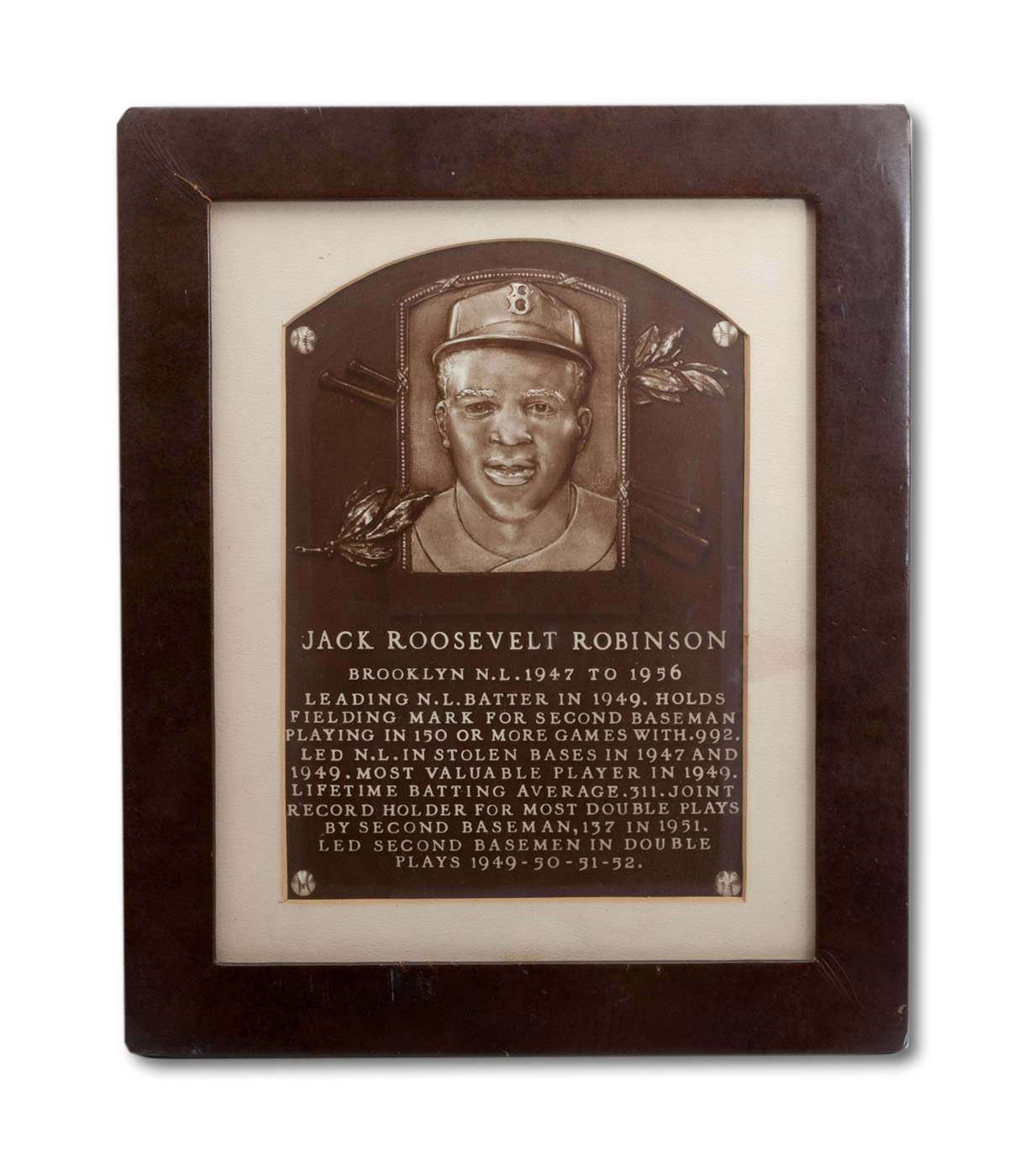 Framed Jackie Robinson Hall of Fame Brooklyn Dodgers Baseball 12