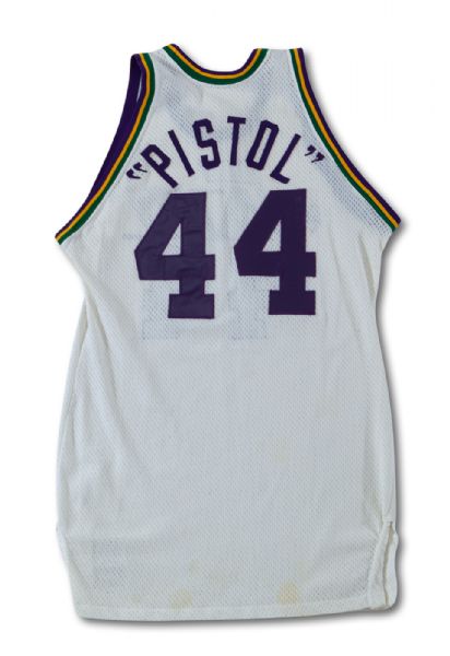 1975-76 PETE MARAVICH NEW ORLEANS JAZZ GAME WORN HOME JERSEY WITH EXCELLENT PROVENANCE