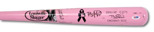 2010 BRANDON PHILLIPS AUTOGRAPHED PINK (MOTHERS DAY) LOUISVILLE SLUGGER PROFESSIONAL MODEL GAME USED BAT (PSA/DNA AUTH.)