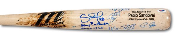 2012 PABLO SANDOVAL MARUCCI PROFESSIONAL MODEL GAME USED BAT TEAM SIGNED BY THE (WORLD CHAMPION) SAN FRANCISCO GIANTS (PSA/DNA GU9)