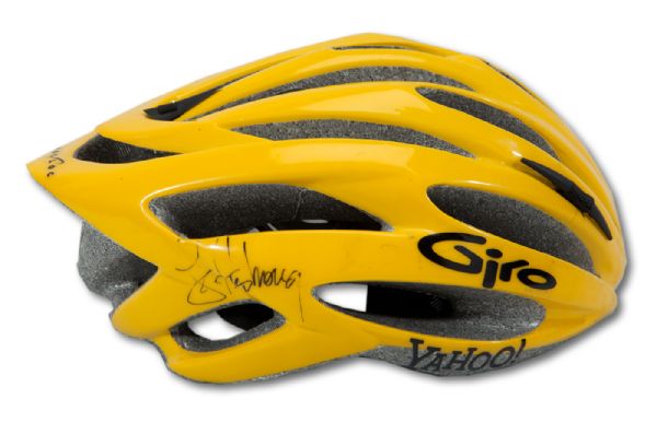 LANCE ARMSTRONG AUTOGRAPHED GIRO CYCLING HELMET WORN TO WIN THE 1999 TOUR DE FRANCE - PHOTOMATCHED WITH A SIGNED LETTER OF PROVENANCE FROM ARMSTRONG
