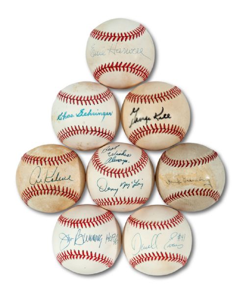 COLLECTION OF (8) DETROIT TIGERS GREATS SINGLE SIGNED BASEBALLS INCL. HANK GREENBERG (NSM COLLECTION)