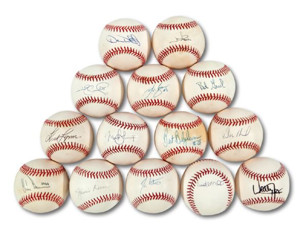 COLLECTION OF (14) CALIFORNIA ANGELS STARS SINGLE SIGNED BASEBALLS (NSM COLLECTION)