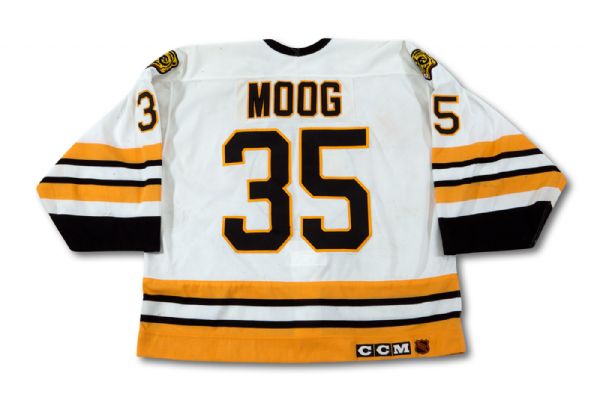 1990-91 ANDY MOOG BOSTON BRUINS GAME WORN JERSEY (NSM COLLECTION)