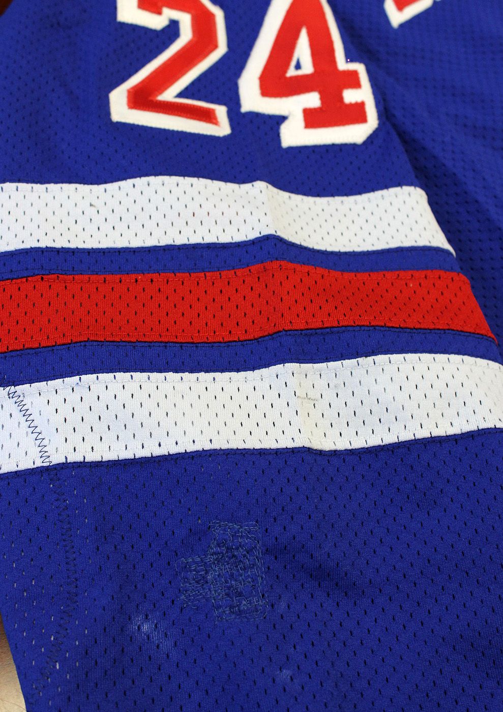 Lot Detail - 1992-93 JAY WELLS NEW YORK RANGERS GAME WORN ROAD JERSEY WITH  OVER A DOZEN TEAM REPAIRS (NSM COLLECTION)